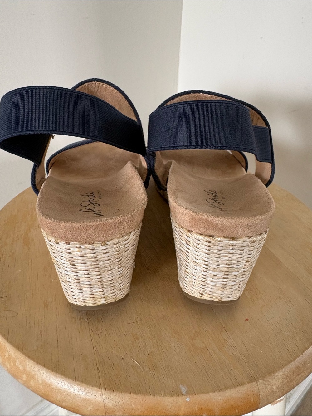 Life Stride Navy Dual-Strap Wedge Sandals - Picture 4 of 5